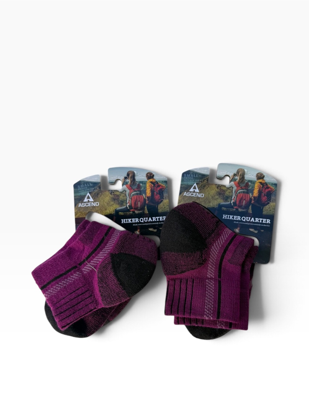 Ascend Kids Hiker Quarter Socks - Plum & Black